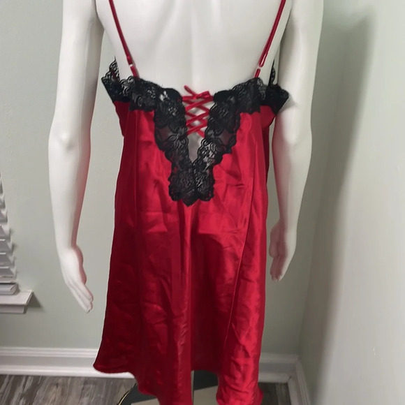 Frederick's of Hollywood Cherry Red Nylon Slip Dress - Picture 4 of 6